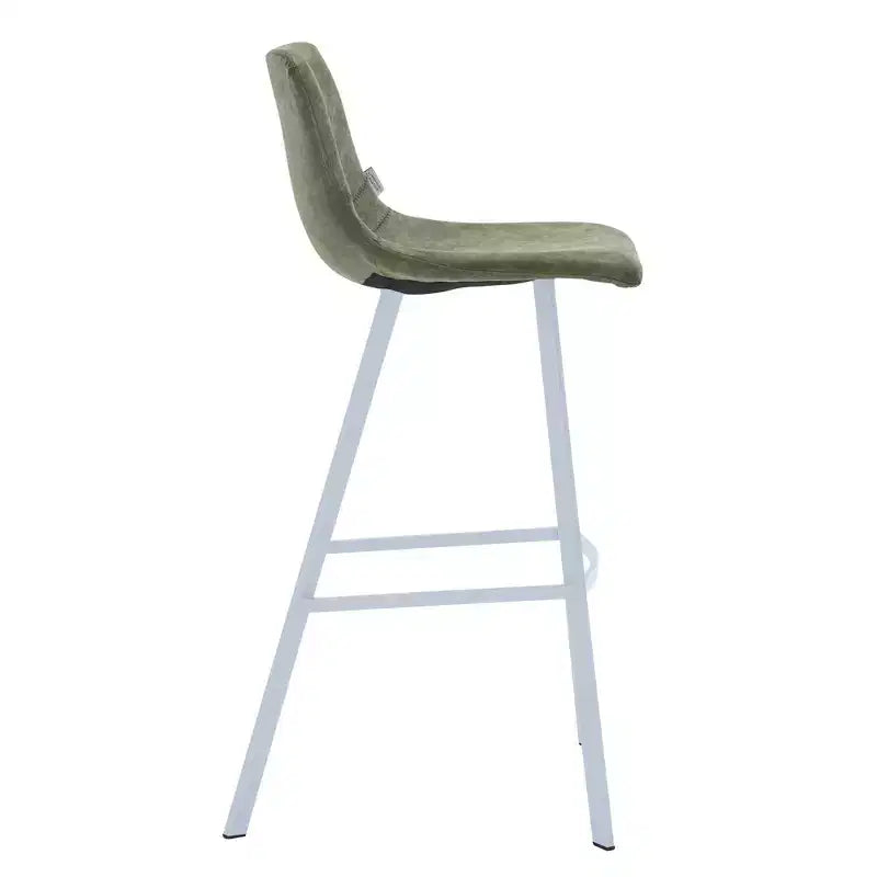Sgabello da bar moderno 104 cm in pelle PU con schienale basso, gambe in ferro e poggiapiedi, portata 120 kg