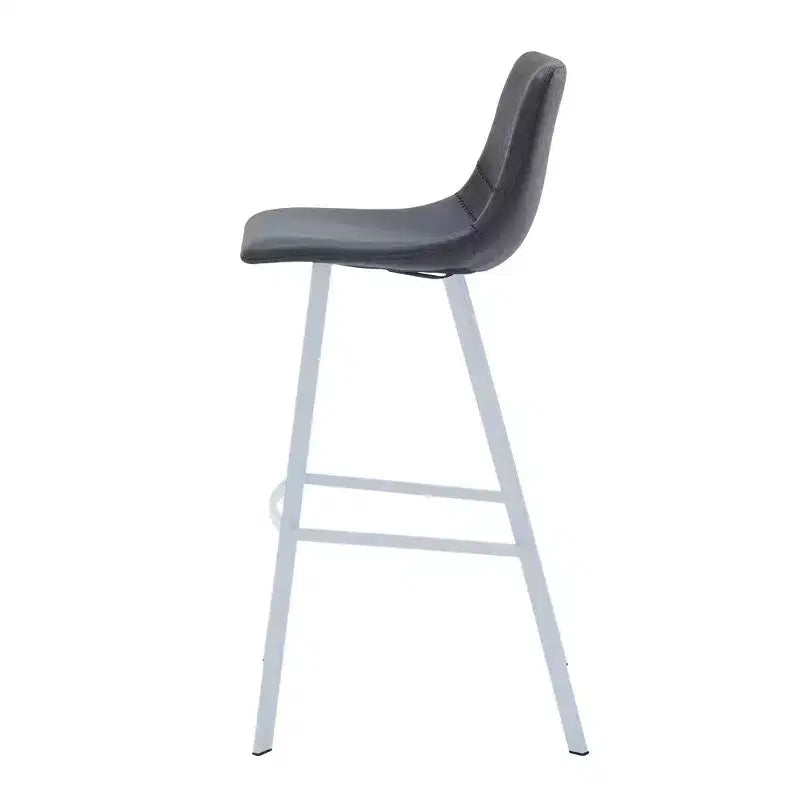 Sgabello da bar moderno 104 cm in pelle PU con schienale basso, gambe in ferro e poggiapiedi, portata 120 kg