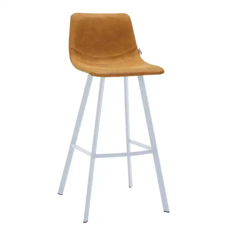 Sgabello da bar moderno 104 cm in pelle PU con schienale basso, gambe in ferro e poggiapiedi, portata 120 kg