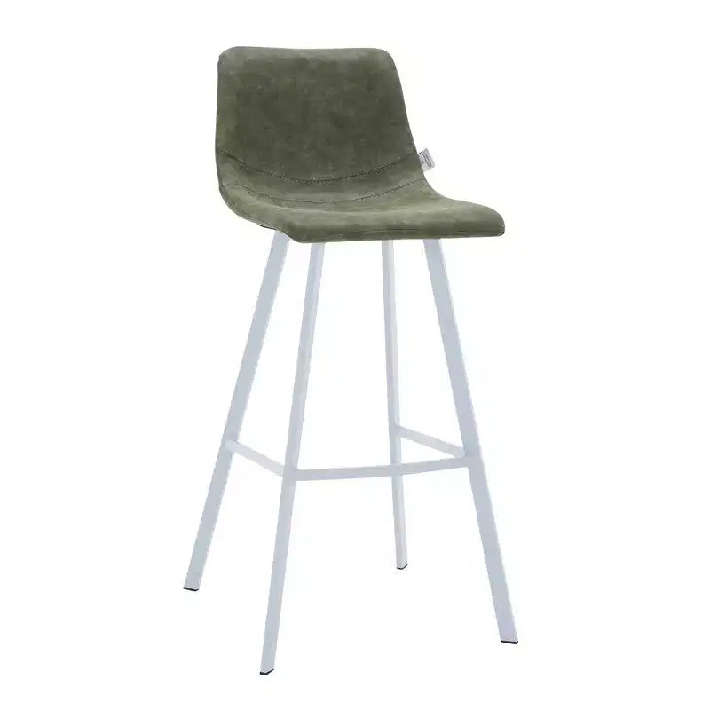 Sgabello da bar moderno 104 cm in pelle PU con schienale basso, gambe in ferro e poggiapiedi, portata 120 kg