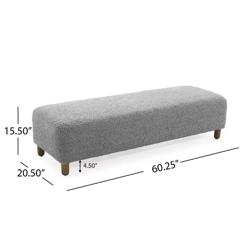 Panca poggiapiedi imbottita con struttura in legno, larghezza 152 cm, cuscino in schiuma, capacità 113 kg