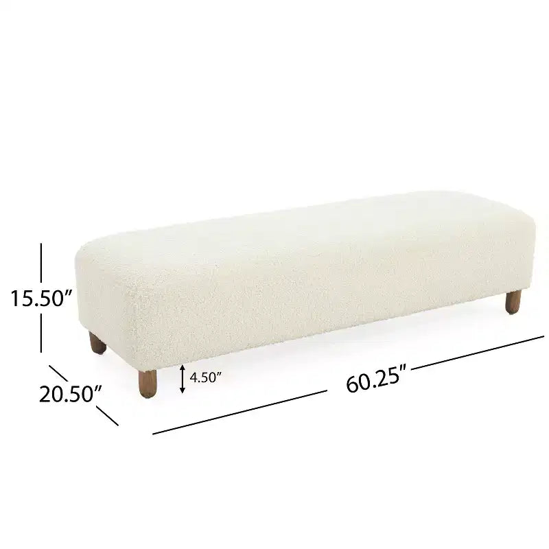 Panca poggiapiedi imbottita con struttura in legno, larghezza 152 cm, cuscino in schiuma, capacità 113 kg