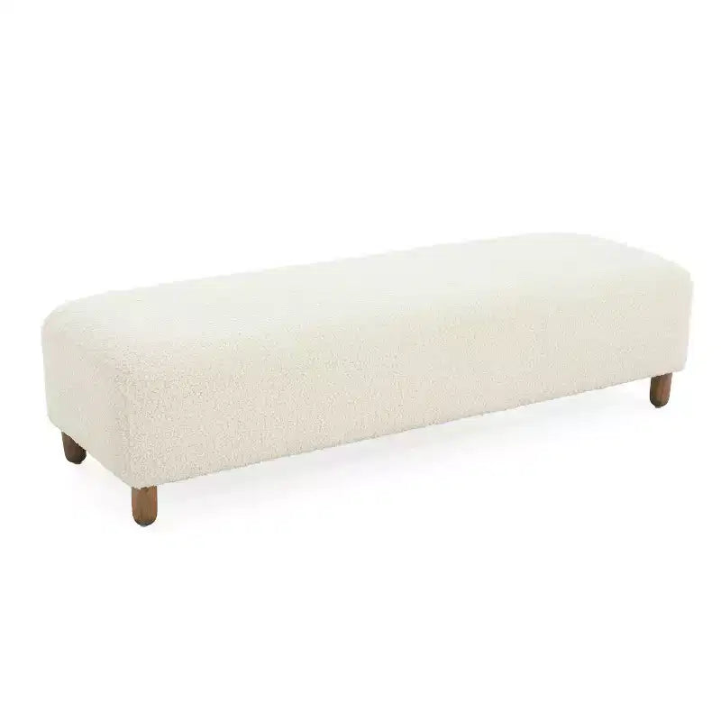 Panca poggiapiedi imbottita con struttura in legno, larghezza 152 cm, cuscino in schiuma, capacità 113 kg