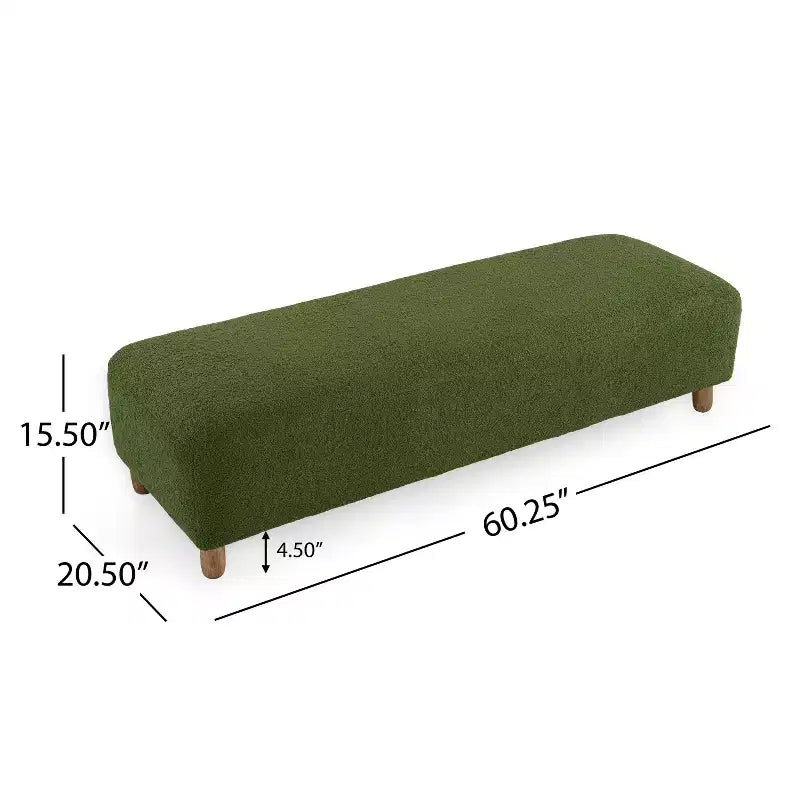 Panca poggiapiedi imbottita con struttura in legno, larghezza 152 cm, cuscino in schiuma, capacità 113 kg