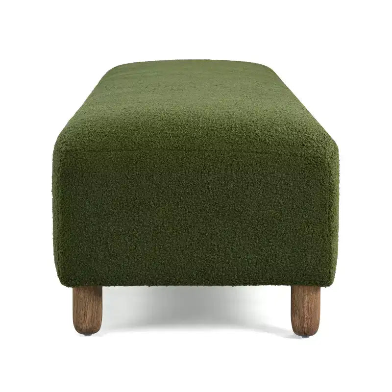 Panca poggiapiedi imbottita con struttura in legno, larghezza 152 cm, cuscino in schiuma, capacità 113 kg