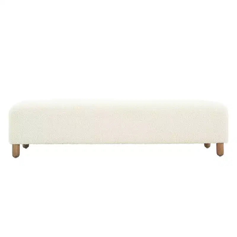 Panca poggiapiedi imbottita con struttura in legno, larghezza 152 cm, cuscino in schiuma, capacità 113 kg
