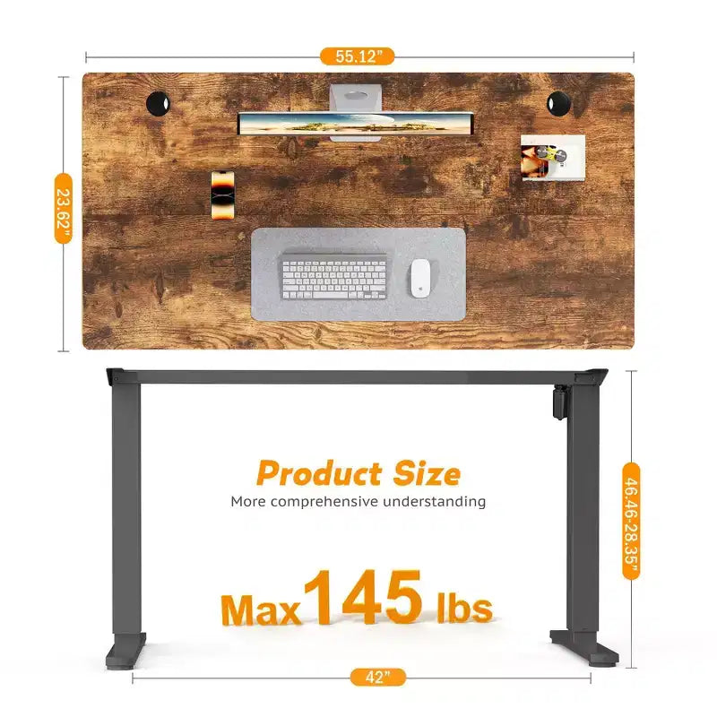 Scrivania regolabile in altezza elettrica da 55" con display a LED