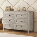 Retro Farmhouse Style Dresser with 6 Drawers, Wooden Storage Cabinet for Bedroom 4S - ModernLuxe