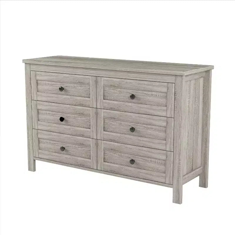 Cassettiera in Stile Rustico Retrò con 6 Cassetti, Mobile Contenitore in Legno per Camera da Letto