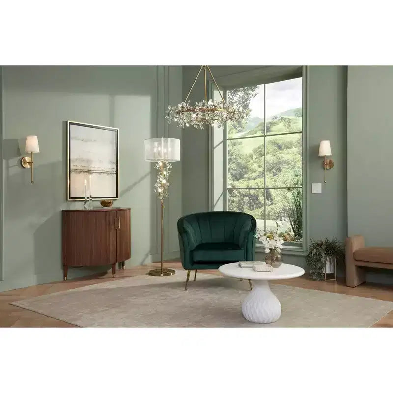 Tavolino Luxe Gold 24 3/4 con piano in acrilico e base in vetro