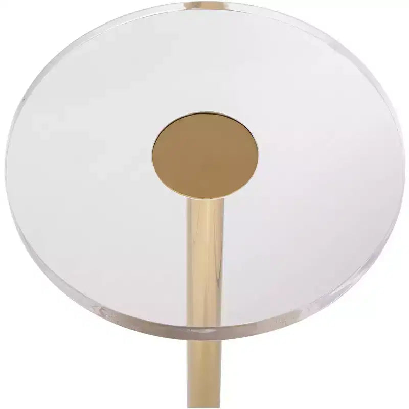 Tavolino Luxe Gold 24 3/4 con piano in acrilico e base in vetro