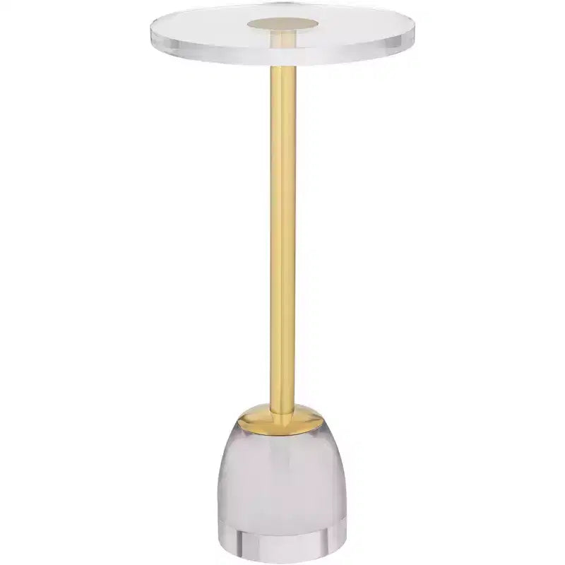 Tavolino Luxe Gold 24 3/4 con piano in acrilico e base in vetro