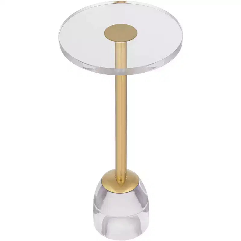 Tavolino Luxe Gold 24 3/4 con piano in acrilico e base in vetro